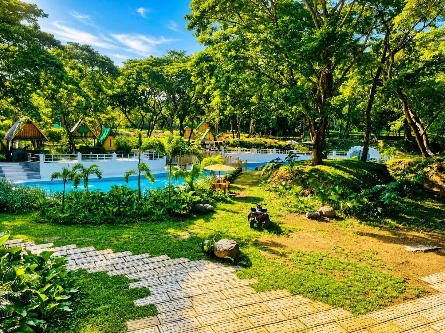 Enchanted Garden pool and cottages